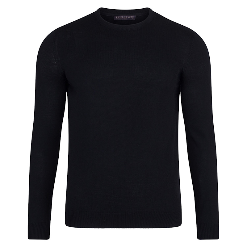 Thumbnail of Mens Extra Fine Merino Wool Calington Crew Neck Jumper - Black image