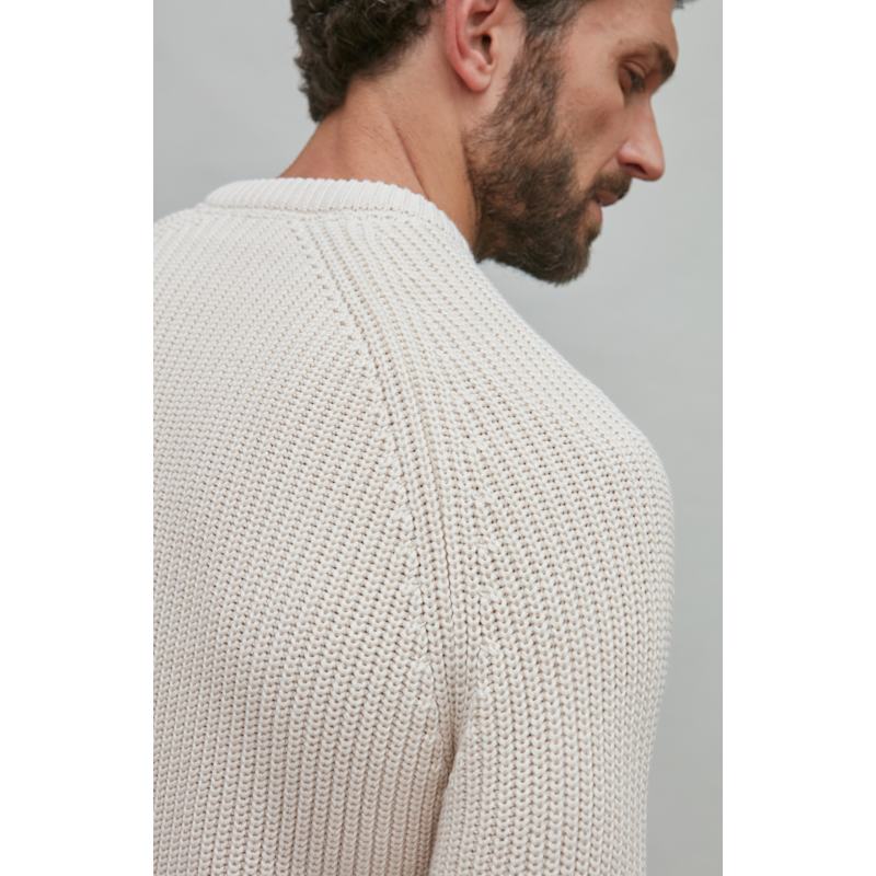Thumbnail of Mens Heavyweight Cotton Clark Fisherman Rib Knit Jumper - Ecru image