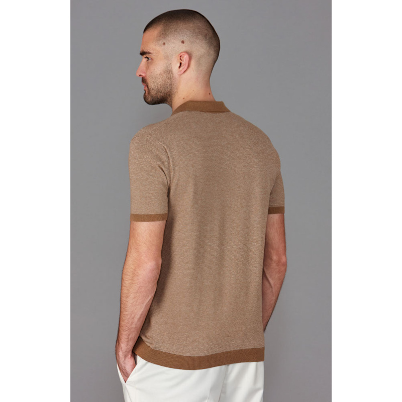 Thumbnail of Mens Lightweight Cotton Giovanni Honeycomb Buttonless Polo Shirt - Camel image