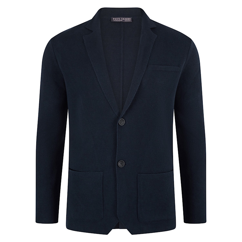 Thumbnail of Mens Lightweight Cotton Cornelius Formal Knitted Blazer - Navy image