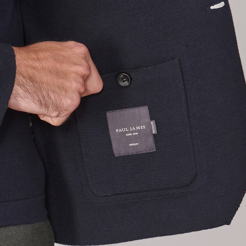 Thumbnail of Mens Lightweight Cotton Cornelius Formal Knitted Blazer - Navy image
