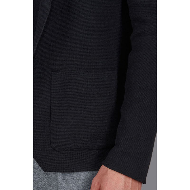 Thumbnail of Mens Lightweight Cotton Cornelius Formal Knitted Blazer - Black image