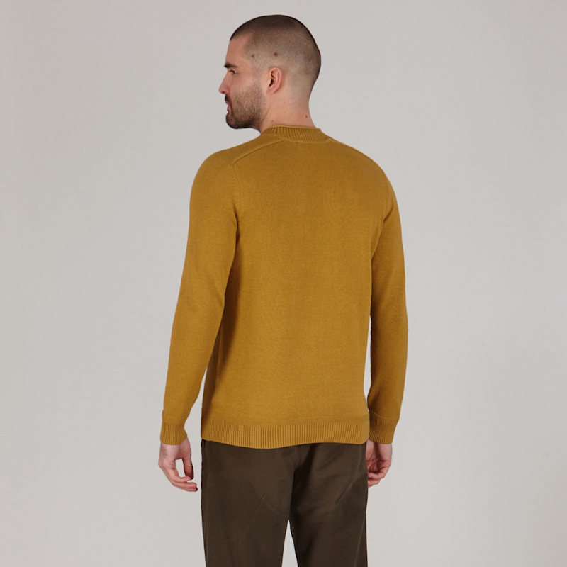 Thumbnail of Mens Lightweight Cotton Linen Slaithes Saddle Shoulder Jumper - Mustard image