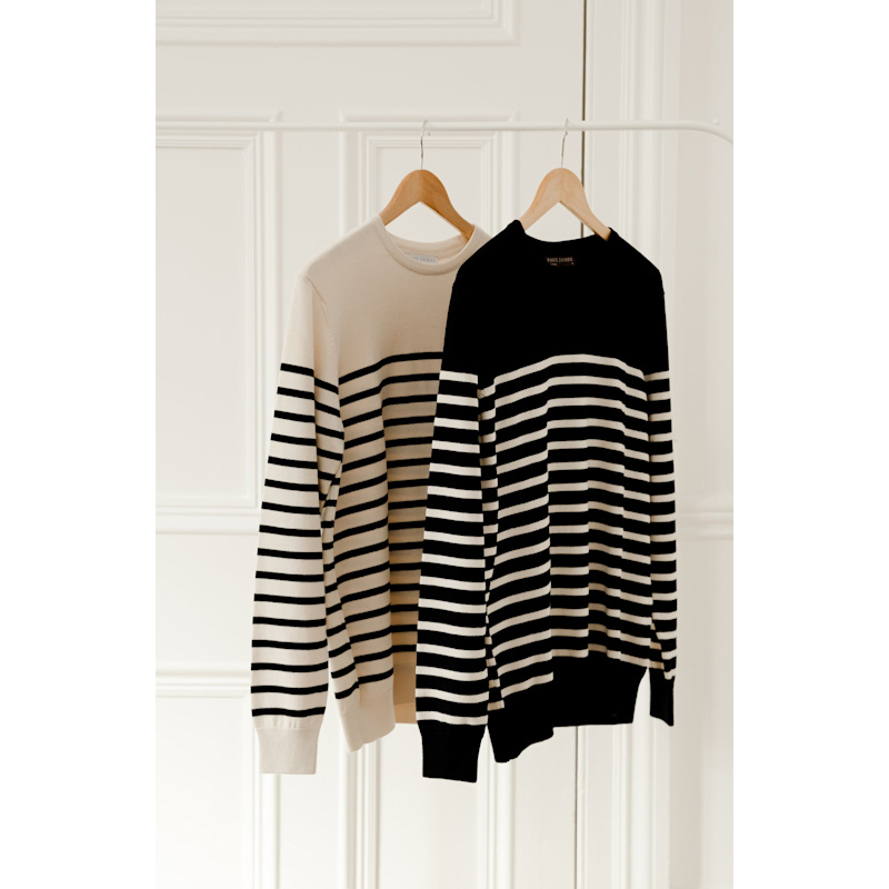 Thumbnail of Mens Lightweight Cotton Allen Striped Breton Sweater - Navy image
