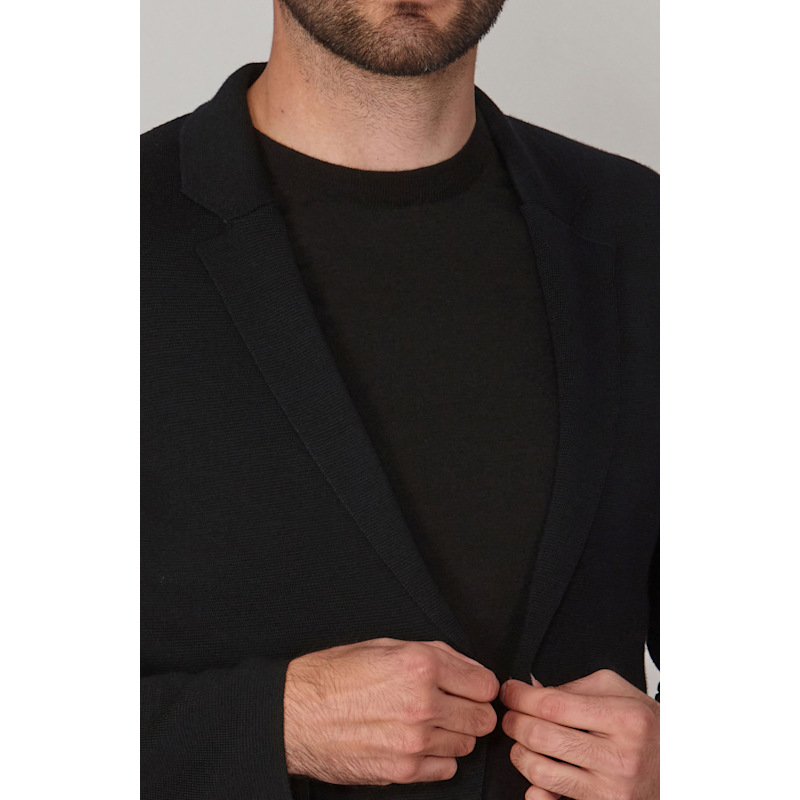 Thumbnail of Mens Lightweight Extra Fine Merino Wool Massimo Knitted Blazer - Black image
