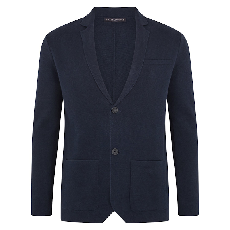 Thumbnail of Mens Lightweight Organic Cotton Linen Luca Knitted Blazer - Navy image