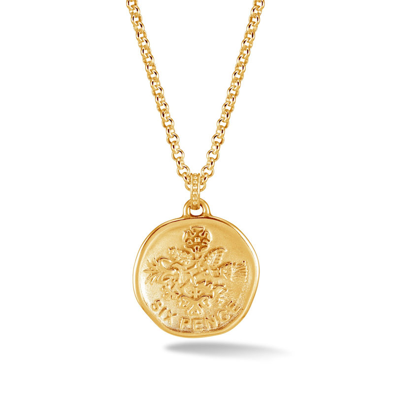 Men's Lucky Sixpence Talisman Necklace In Gold Vermeil | Dower