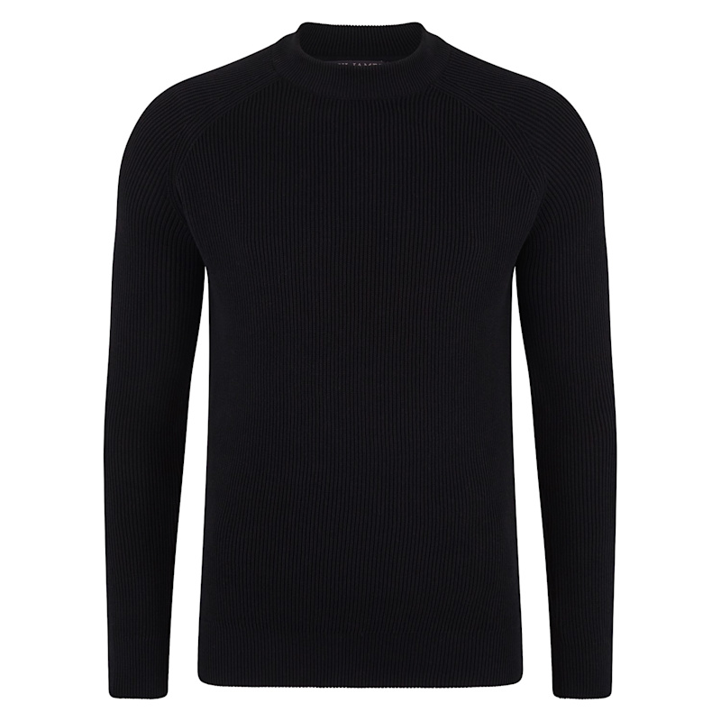 Thumbnail of Mens Midweight Cotton Byrne Ribbed Mock Turtle Neck Jumper - Black image