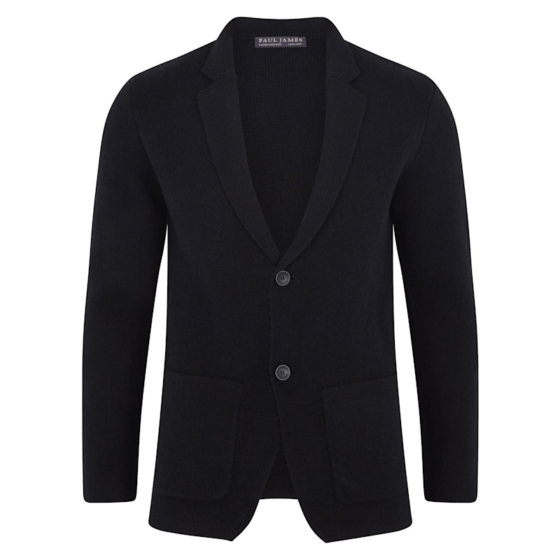 Thumbnail of Mens Midweight Lambswool Benedict Knitted Blazer - Black image