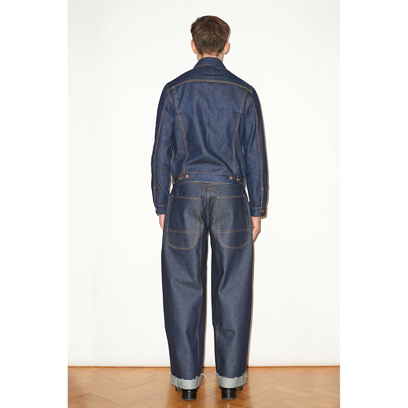 Mens Trucker Jacket In Raw Indigo Denim | Hegarty | Wolf & Badger