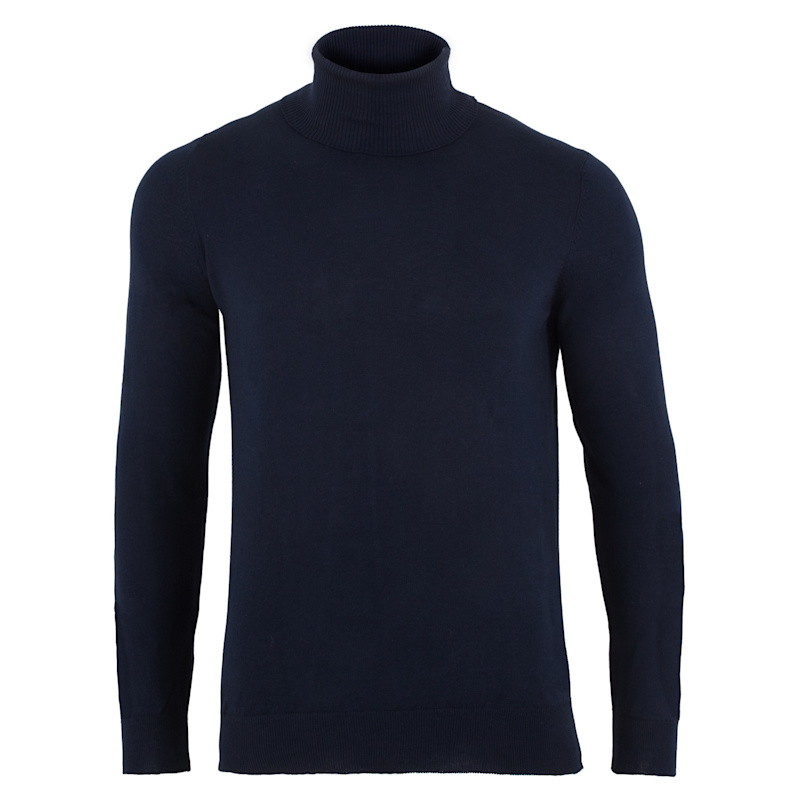 Thumbnail of Mens Ultra Fine Cotton Atwod Roll Neck Jumper - Navy image