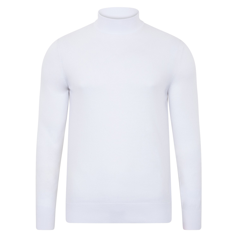 Thumbnail of Mens Ultra Fine Cotton Spencer Mock Turtle Neck Jumper - White image