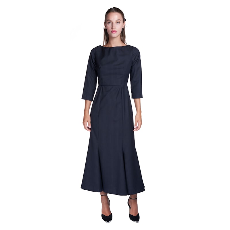 Thumbnail of Pinstripe Wool Midi Dress image