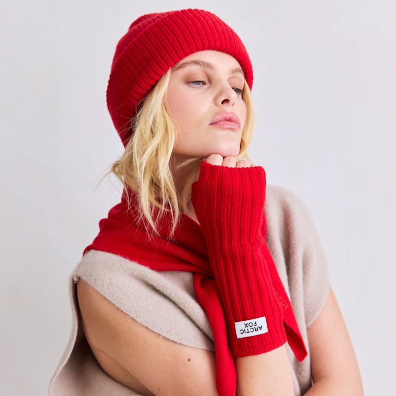 Thumbnail of Merino Wool Fingerless Gloves - Flame Red image