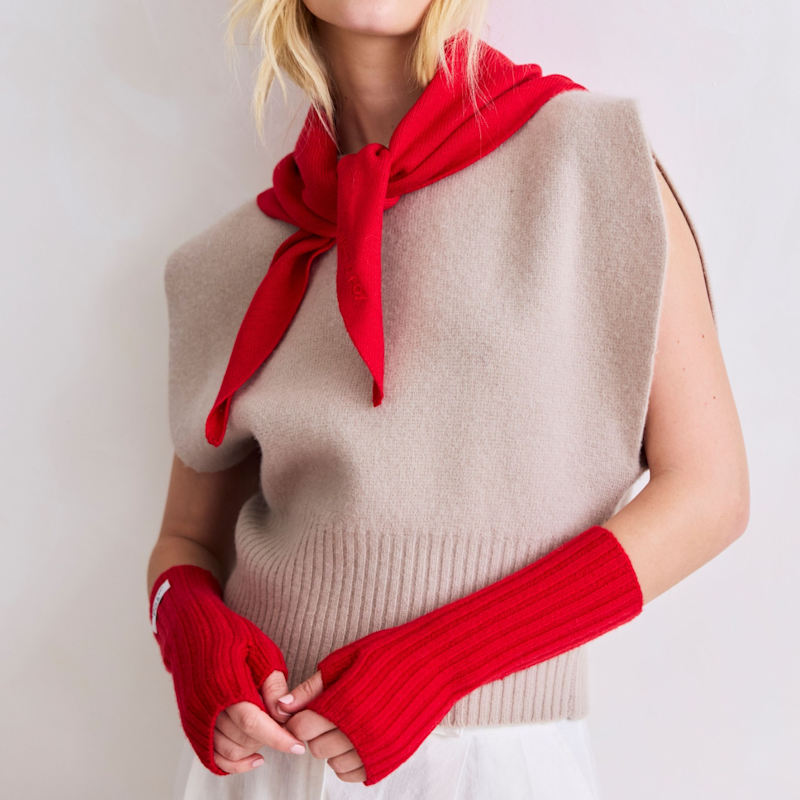 Thumbnail of Merino Wool Fingerless Gloves - Flame Red image
