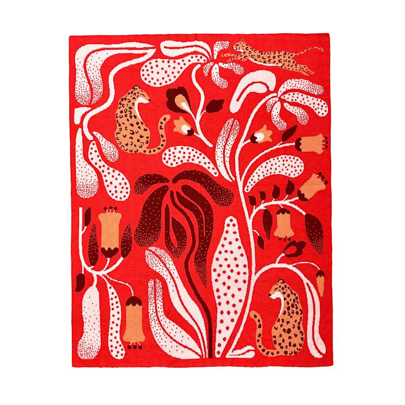 Thumbnail of Merino Wool Red Garden Throw Blanket image