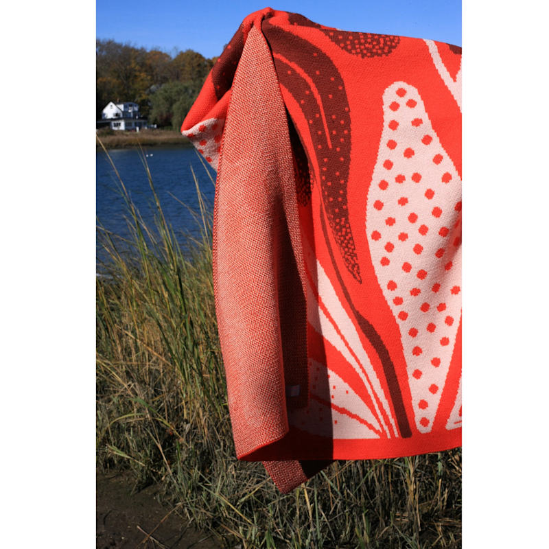 Thumbnail of Merino Wool Red Garden Throw Blanket image