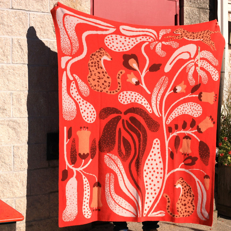 Thumbnail of Merino Wool Red Garden Throw Blanket image