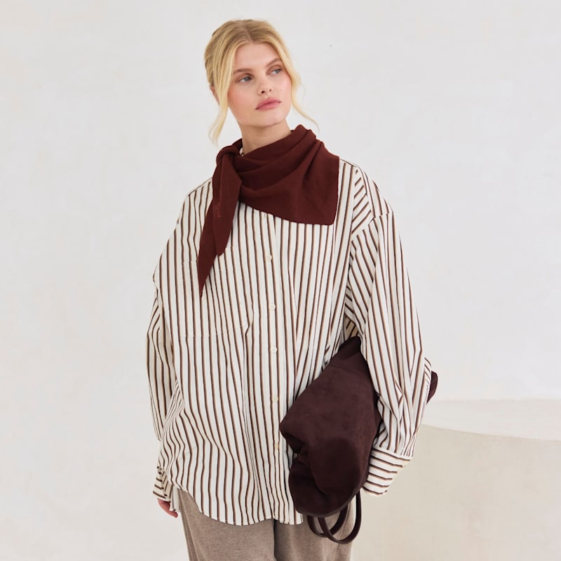Thumbnail of Merino Wool Triangle Scarf - Dark Walnut Brown image
