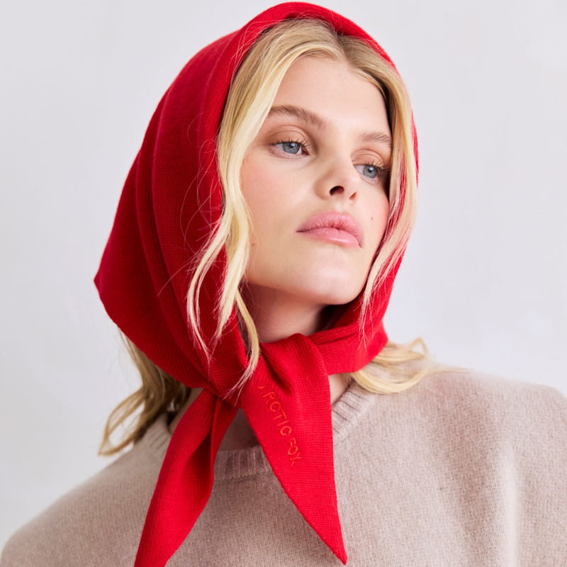 Thumbnail of Merino Wool Triangle Scarf - Flame Red image