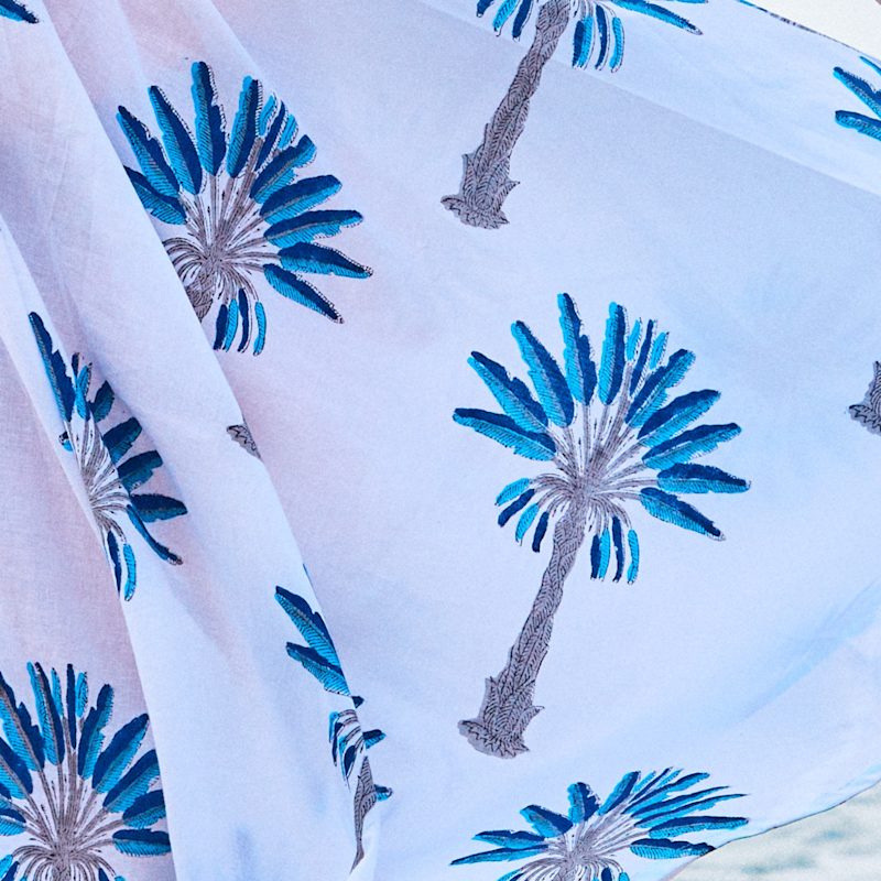 Mermaid Maxi Dress Palm Tree Fully Lined Handblock Cotton | Pick Happy ...