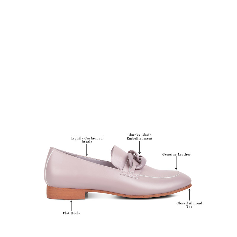 Thumbnail of Merva Chunky Chain Leather Loafers In Lilac By Rag & Co image