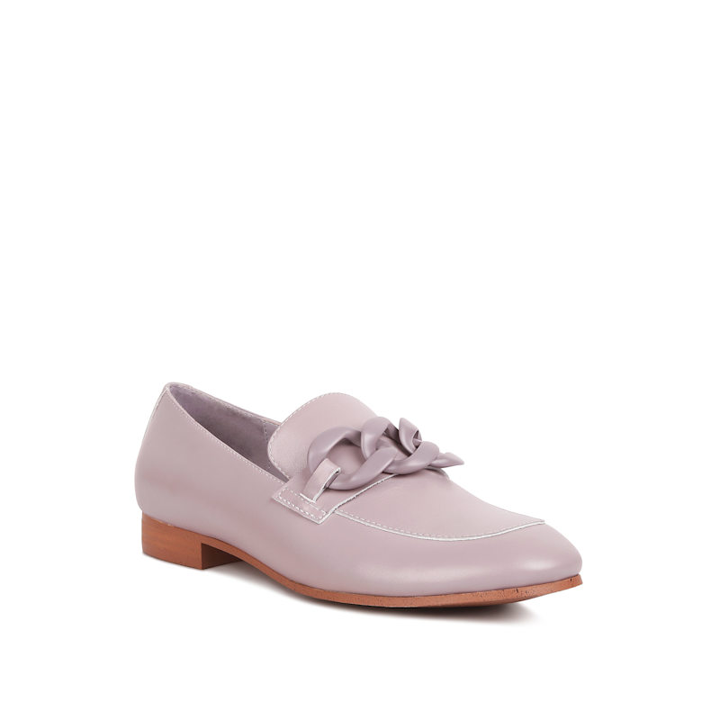 Thumbnail of Merva Chunky Chain Leather Loafers In Lilac By Rag & Co image