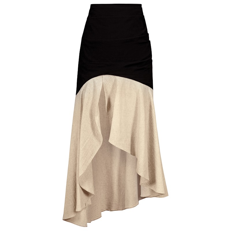 Merzouga Black & Beige Holiday Cocktail Corset Top & Midi Skirt