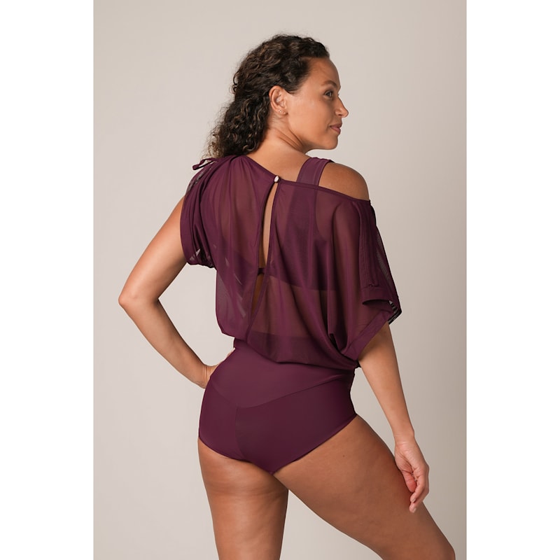 Thumbnail of Mesh Top One Piece - Bordo image