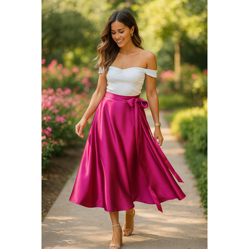 Maxi Skirt Pink Metallic Skirt King Metallic Magenta Hued Wrap