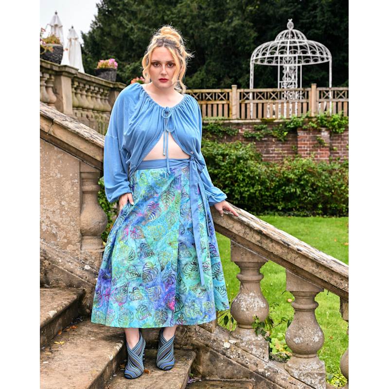 Thumbnail of Meyer Waterside Print Wrap Midi Skirt With Pockets image