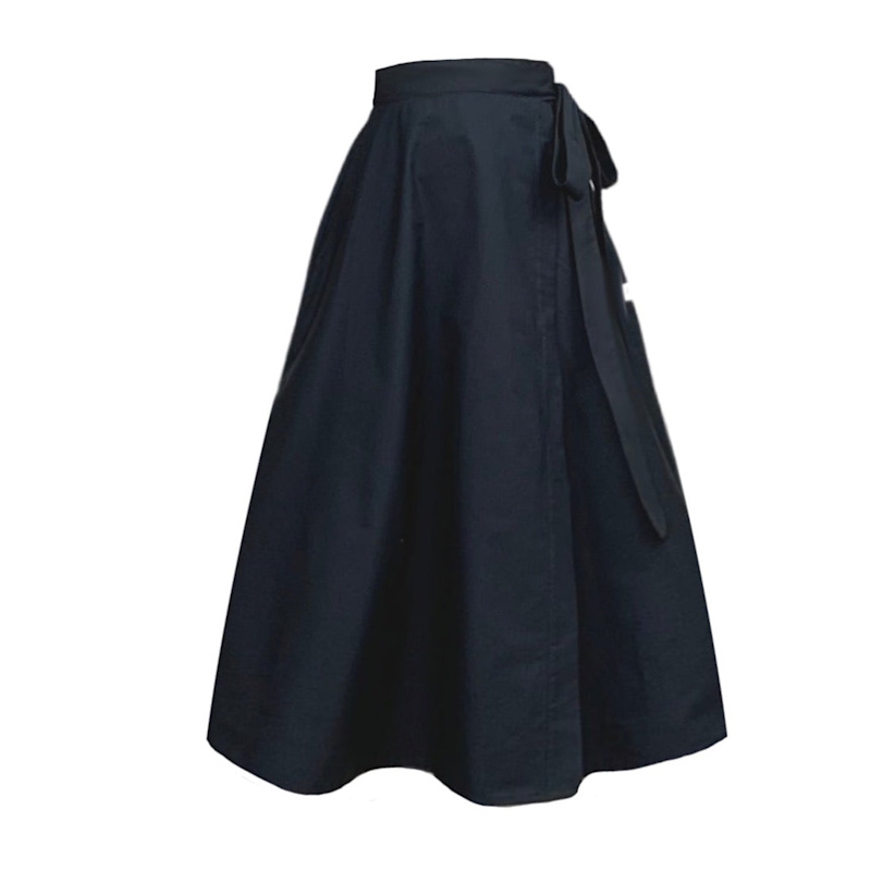 Thumbnail of Meyer Wrap Midi Skirt In Black With Pockets image