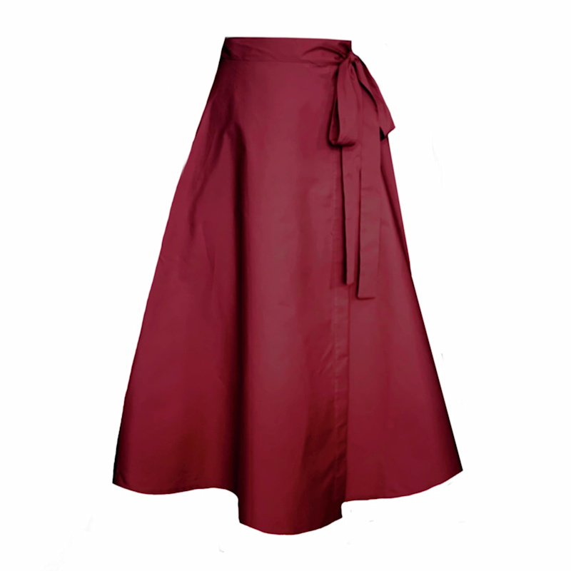 Thumbnail of Meyer Wrap Midi Skirt In Wine With Pockets image