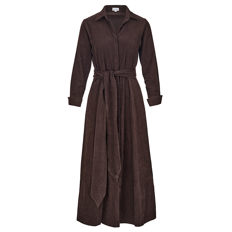 at Last... Chelsea Corduroy Midi Dress - Brown