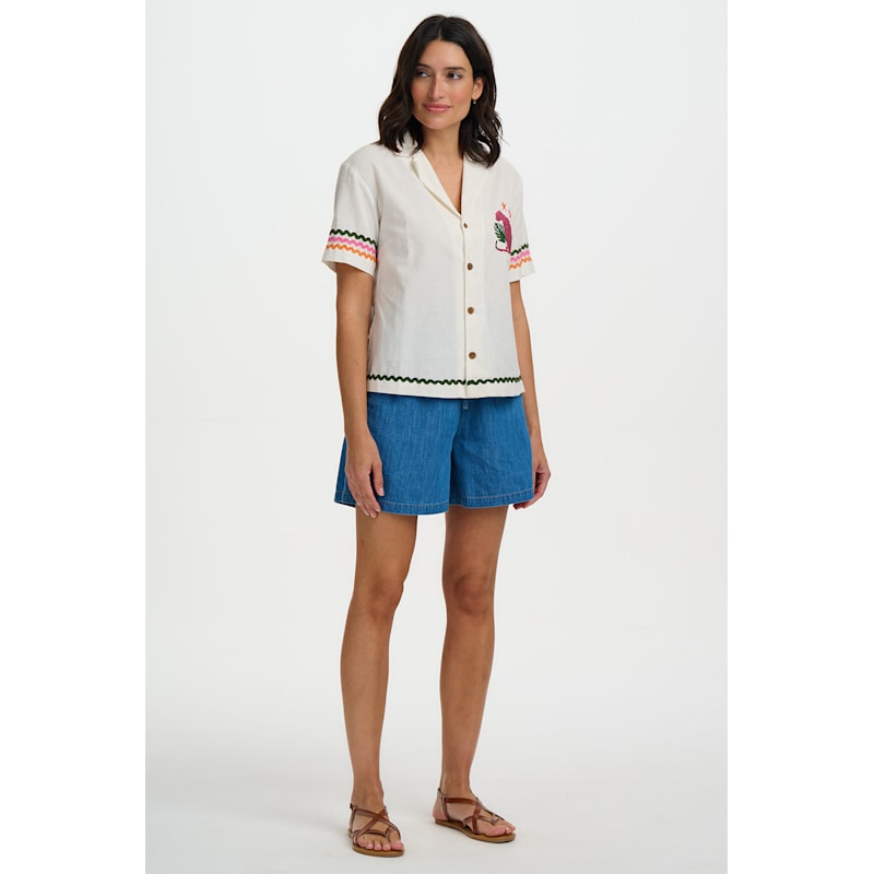 Michelle Shirt Off White, Pink Leopard | Sugarhill Brighton | Wolf & Badger