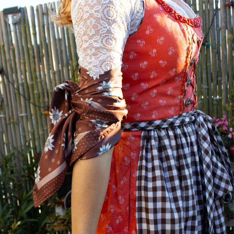 Thumbnail of Midi Alpine Edelweiss & Ladybug Silk Twill Chocolate image