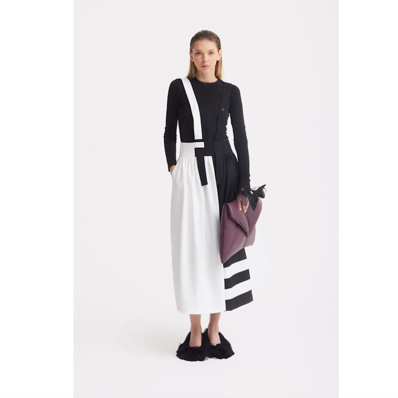 Thumbnail of Midi Apron Dress With Adjustable Straps - Black Ivory image