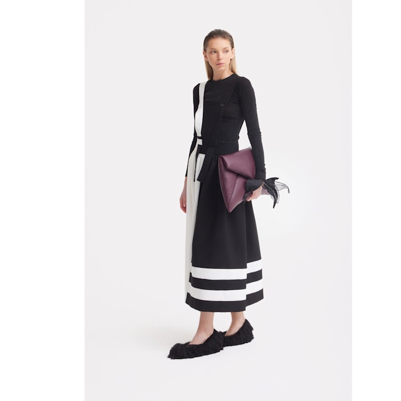 Thumbnail of Midi Apron Dress With Adjustable Straps - Black Ivory image