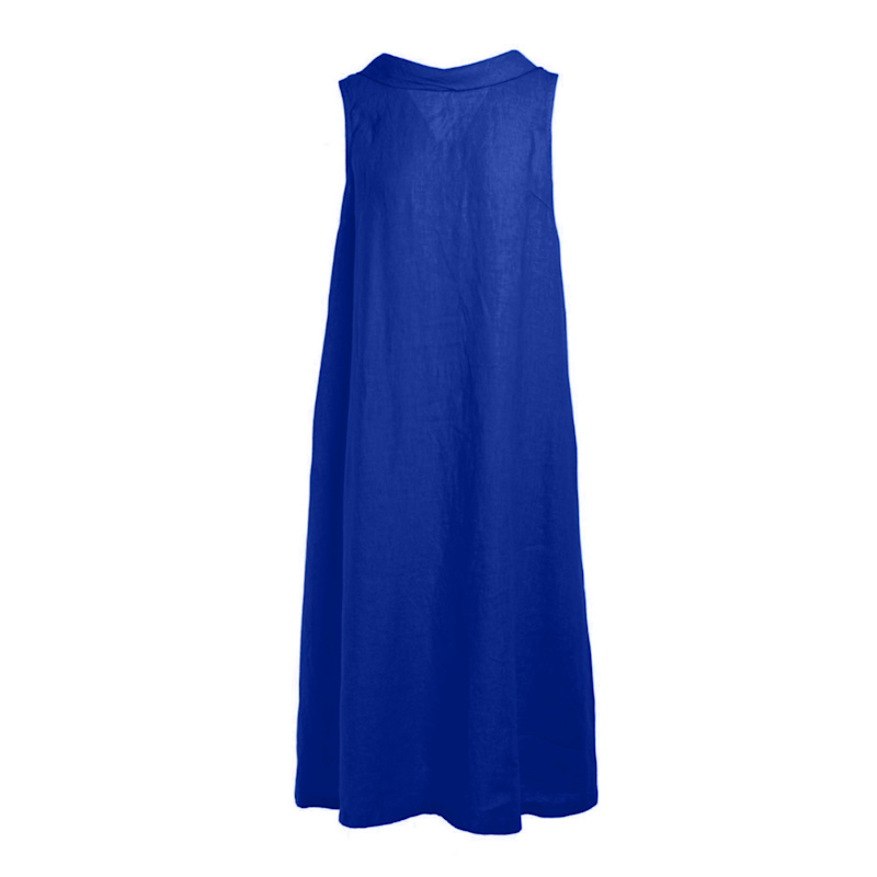 Thumbnail of Midi Back Tie Linen Dress - Sapphire image