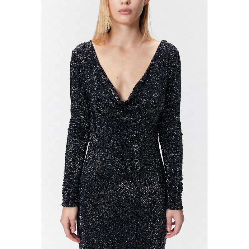 sachin and babi light blue dress Nyomi Black Lace Sequin Backless Long Sleeve Maxi Dress main image 0