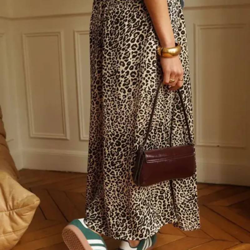 Thumbnail of Midi Leopard Skirt With Side Split image