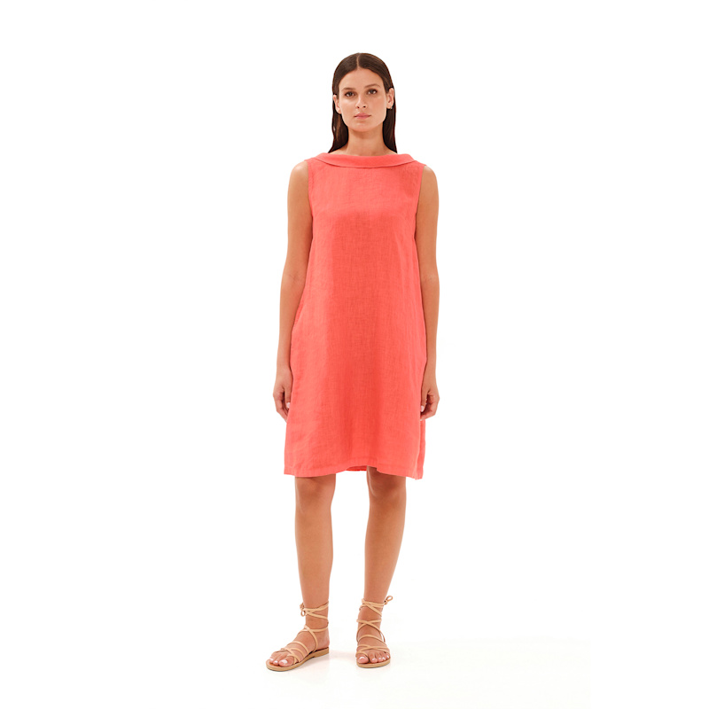 Women's Neutrals Midi Linen Cami Dress With Back Tie Beach Sand | Small | Haris Cotton