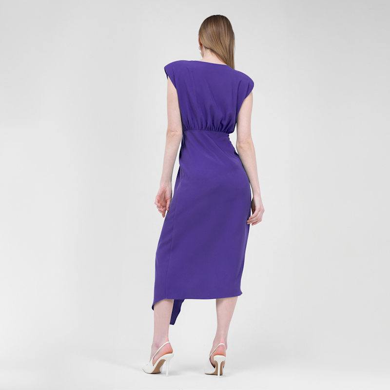 4510966 Purple Side Pleats Dress