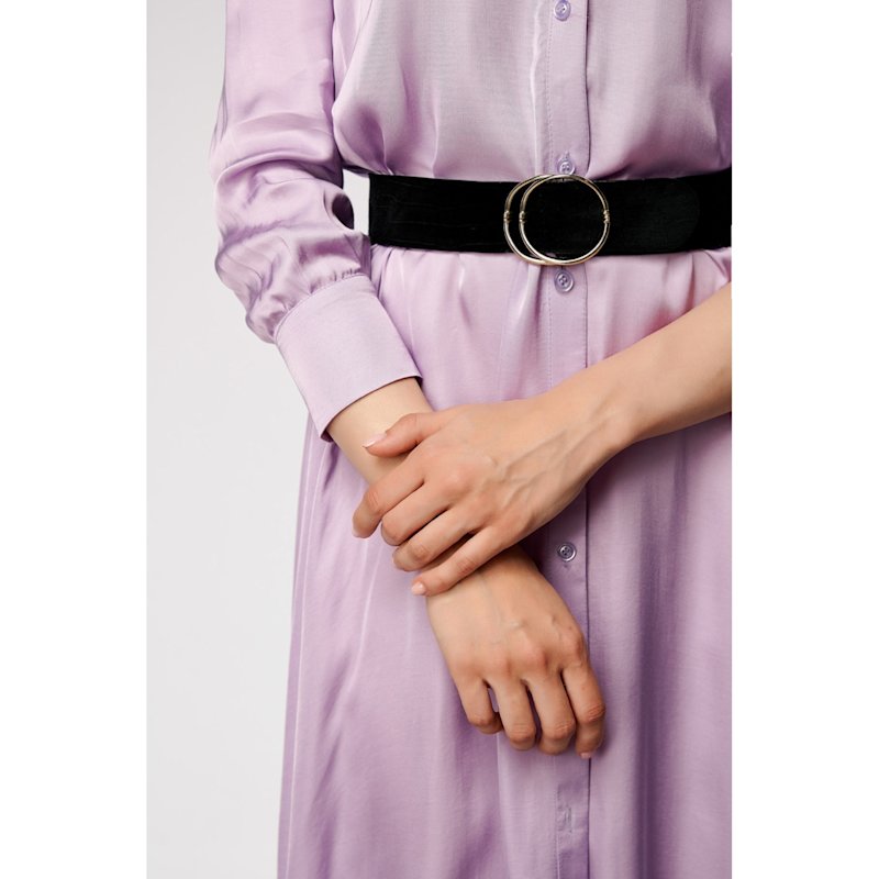 Avenue N29 Midi Shirt Dress With Leather Belt - Purple