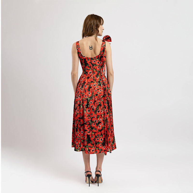 Thumbnail of Midi Viscose Dress In Poppies Floral Print image