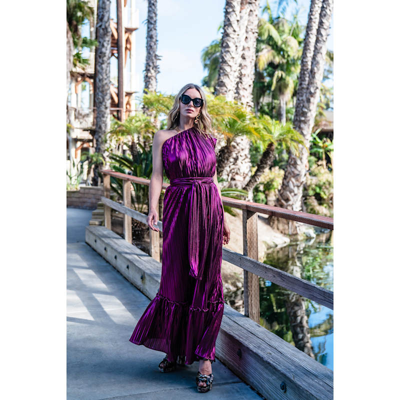 Midnight Bubblegum Pleated One-Shoulder Maxi Dress | Jennafer Grace | Wolf  & Badger