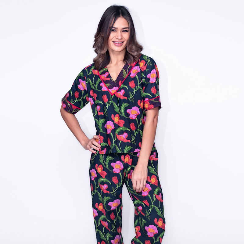 Thumbnail of Indian Cotton Midnight Sweetpea Pyjama Set image