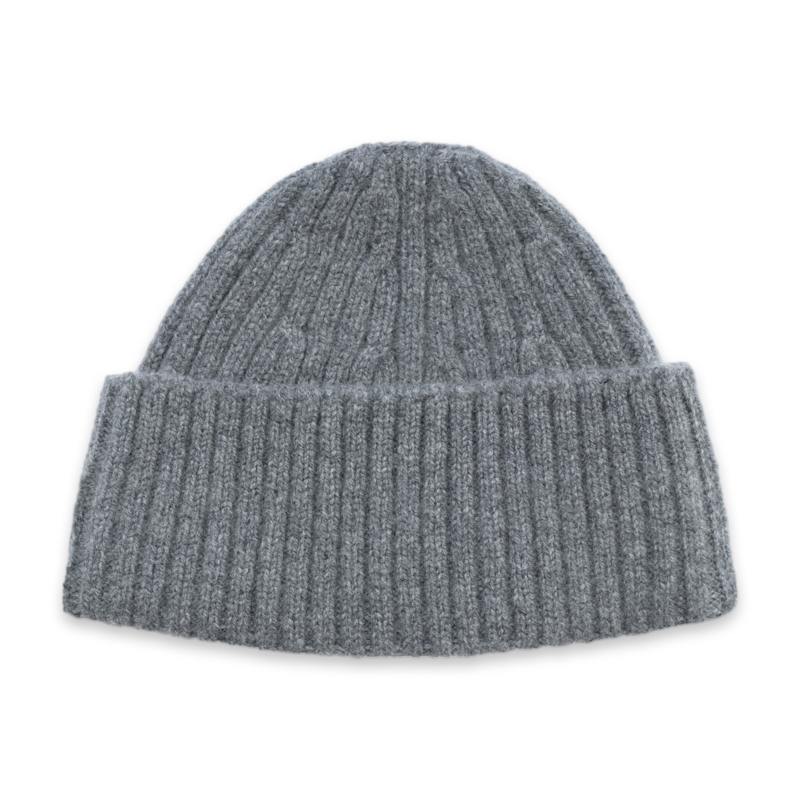 Thumbnail of Midweight Lambswool Polperoo Fisherman Beanie - Grey Mix image