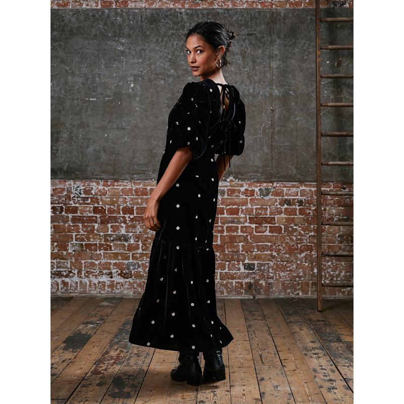 Mila Black Velvet Midi Dress | Rose & Nancy | Wolf & Badger