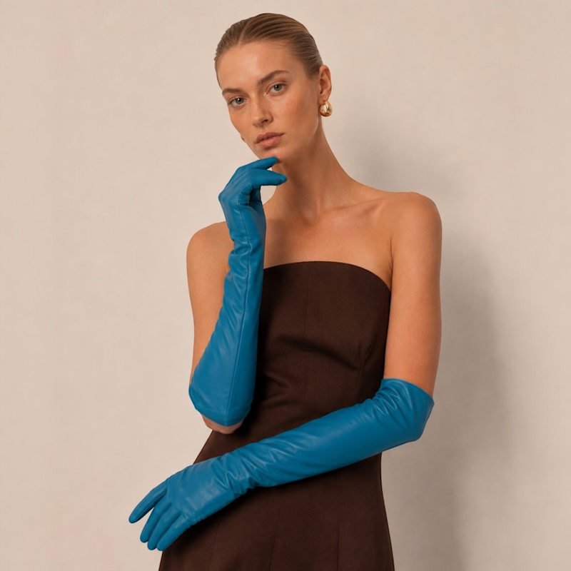 best leather dress gloves Milana Opera-Length sparkly evening dress